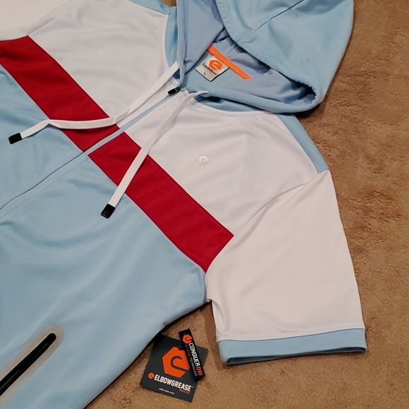 ELBOW GREASE men's size XL short sleeve zip-up hoodie - Picture 1 of 8